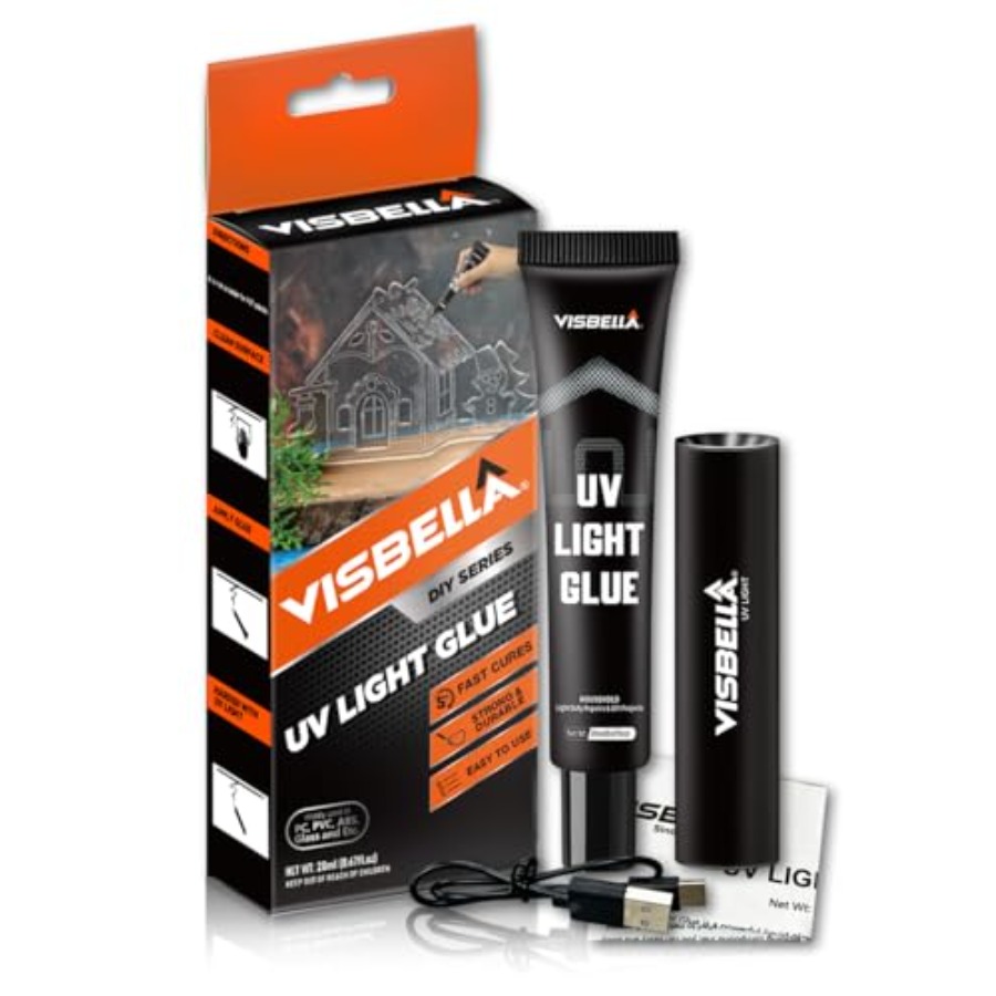 Liquid Uv Glue Kit - Kit Resina Adesiva UV con Lampada,